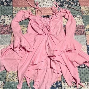 Current Mood Pink Mini Dress with Flared Sleeves